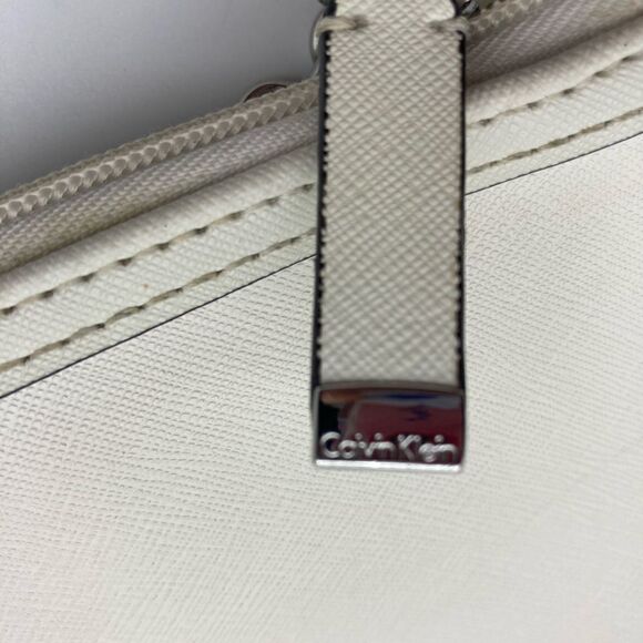 Calvin Klein Saffiano Cork Patchwork Crossbody Blue/Tan Color - Picture 4 of 9